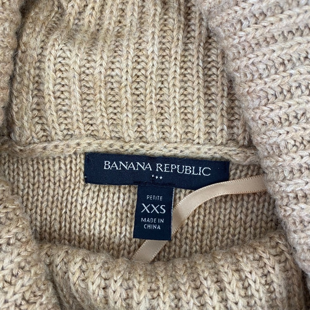 Banana Republic Knit Sweater Dress Brown XXS Cowl Neck Diamond Winter Cozy Y2K - Picture 3 of 11